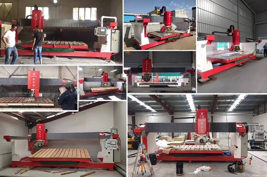 Customer testing bridge saw equipment on working site Customer testing bridge saw equipment on working site